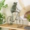 19.5" Frog on Bicycle Metal Garden Sculpture with Gold Accents